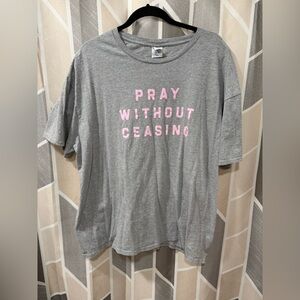 Delta Gray Tee with Pink Text